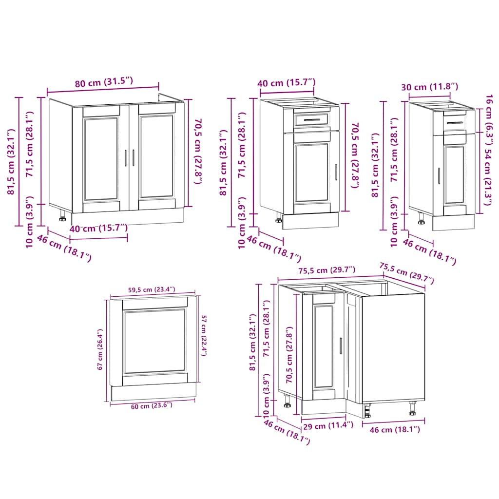 Set Mobili da Cucina 11 pz Porto Rovere Fumo in Truciolato - homemem39