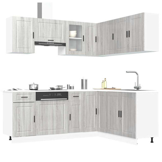 Set Mobili da Cucina 11 pz Porto Grigio Sonoma in Truciolato - homemem39