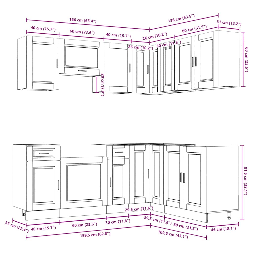 Set Mobili da Cucina 11 pz Porto Legno Antico in Truciolato - homemem39