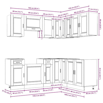 Set Mobili da Cucina 11 pz Porto Legno Antico in Truciolato - homemem39