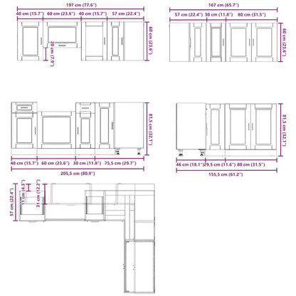 Set Mobili da Cucina 11 pz Porto Legno Antico in Truciolato - homemem39