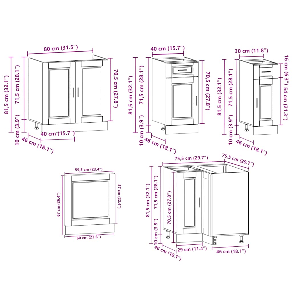 Set Mobili da Cucina 11 pz Porto Legno Antico in Truciolato | homemem39