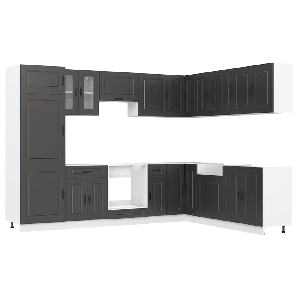 Set Mobili da Cucina 14 pz Kalmar Neri Legno Multistrato - homemem39