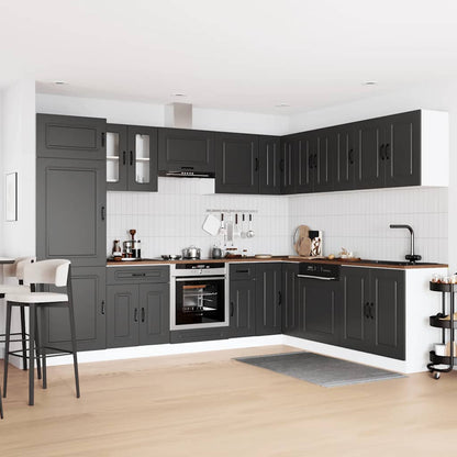 Set Mobili da Cucina 14 pz Kalmar Neri Legno Multistrato - homemem39