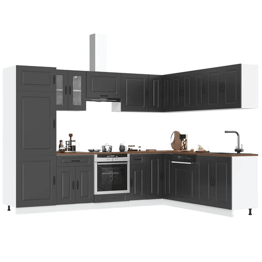 Set Mobili da Cucina 14 pz Kalmar Neri Legno Multistrato - homemem39