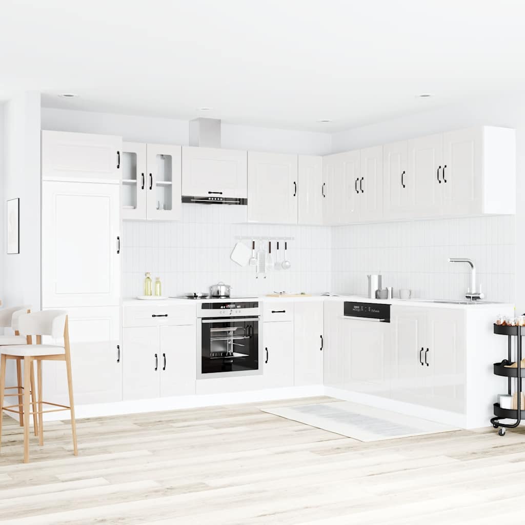 Set Mobili da Cucina 14 pz Kalmar Bianchi Lucido in Truciolato - homemem39