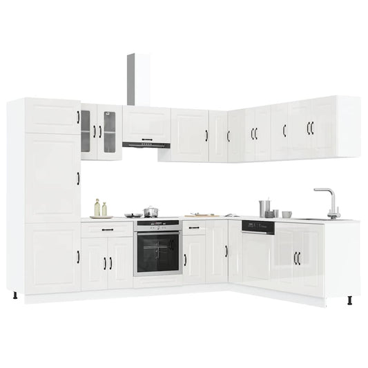 Set Mobili da Cucina 14 pz Kalmar Bianchi Lucido in Truciolato - homemem39