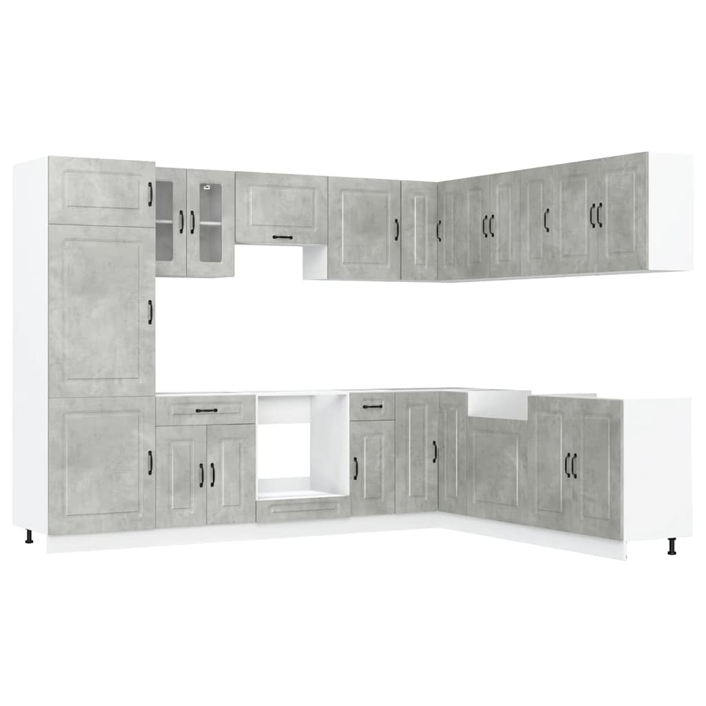 Set Mobili da Cucina 14 pz Kalmar Grigio Cemento in Truciolato - homemem39