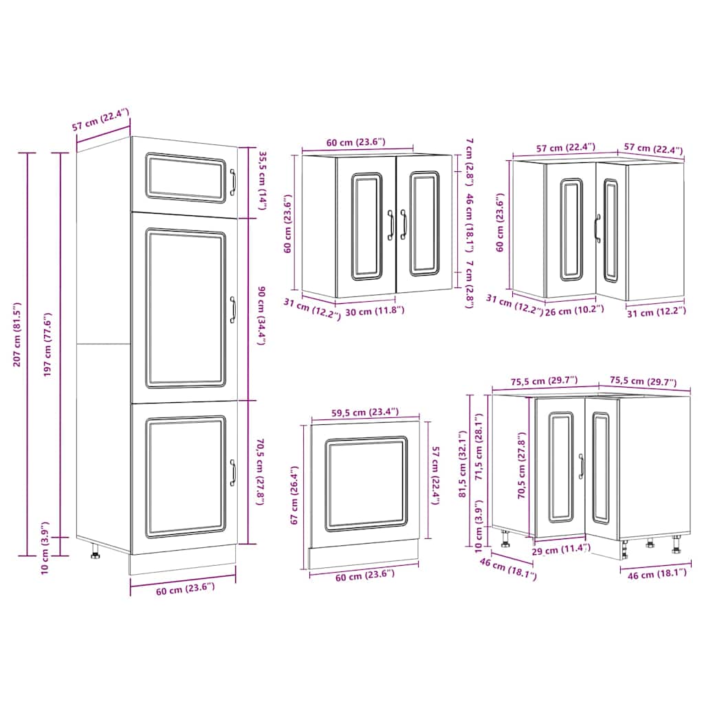 Set Mobili da Cucina 14 pz Kalmar Grigio Cemento in Truciolato | homemem39