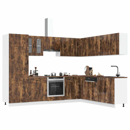 Set Mobili da Cucina 14 pz Kalmar Rovere Fumo Legno Multistrato