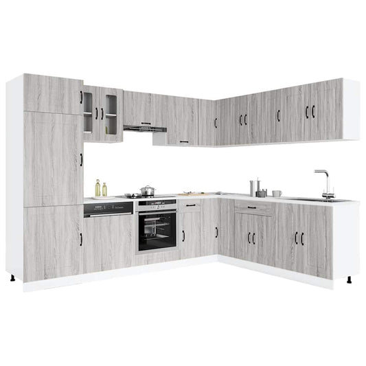 Set Mobili da Cucina 14 pz Kalmar Grigio Sonoma in Truciolato | homemem39