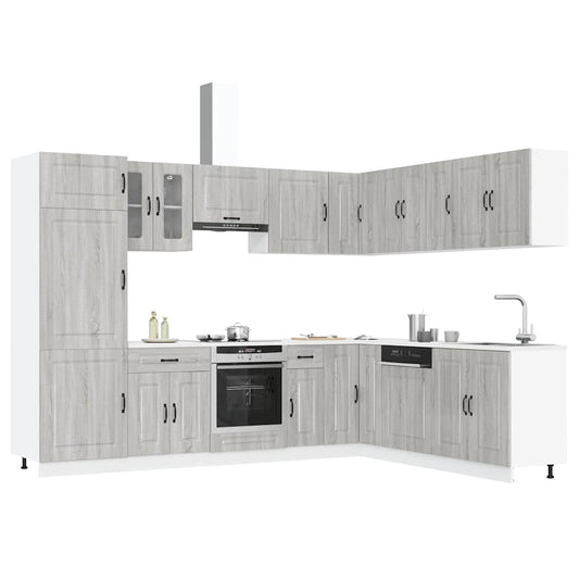 Set Mobili da Cucina 14 pz Kalmar Grigio Sonoma in Truciolato - homemem39