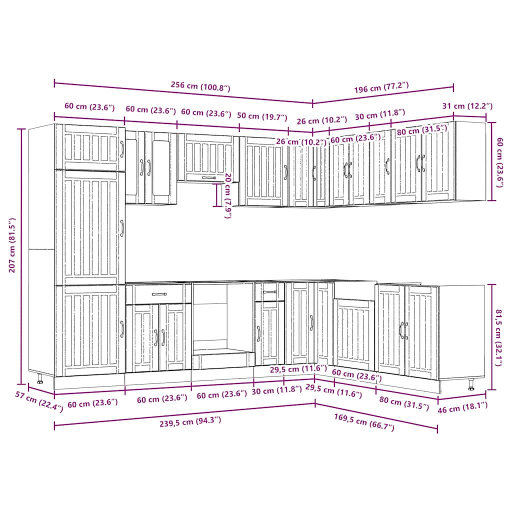 Set Mobili da Cucina 14 pz Lucca Bianchi Legno Multistrato - homemem39