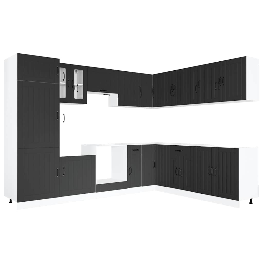 Set Mobili da Cucina 14 pz Lucca Neri Legno Multistrato | homemem39