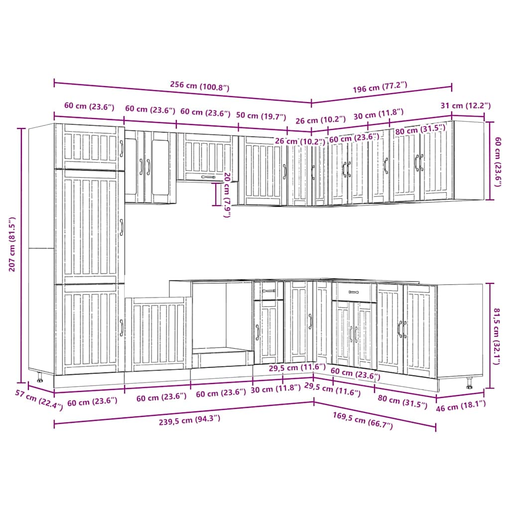 Set Mobili da Cucina 14 pz Lucca Neri Legno Multistrato | homemem39