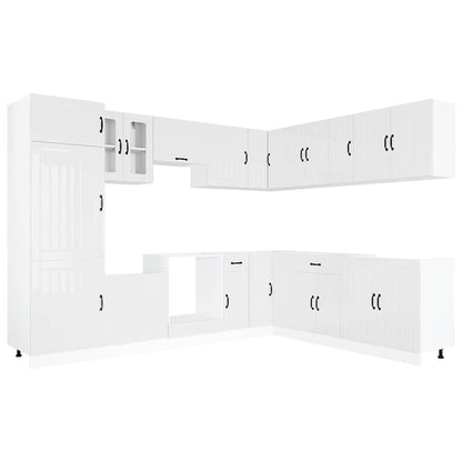 Set Mobili da Cucina 14 pz Lucca Bianchi Lucido in Truciolato | homemem39