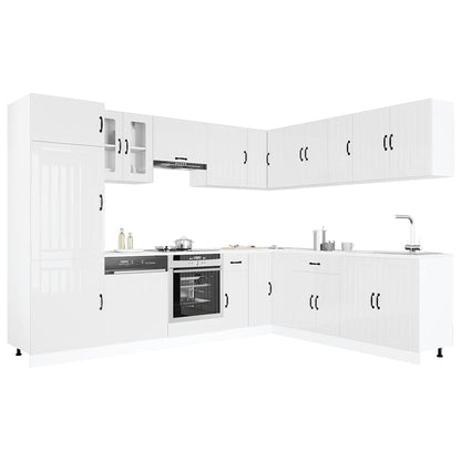 Set Mobili da Cucina 14 pz Lucca Bianchi Lucido in Truciolato | homemem39