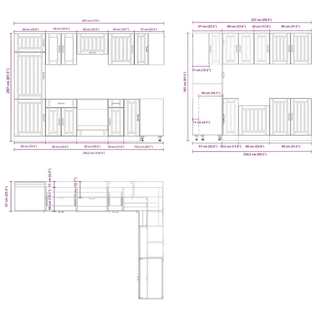 Set Mobili da Cucina 14 pz Lucca Rovere Sonoma in Truciolato - homemem39