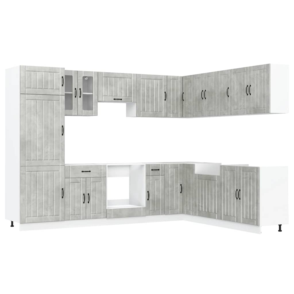 Set Mobili da Cucina 14 pz Lucca Grigio Cemento in Truciolato - homemem39