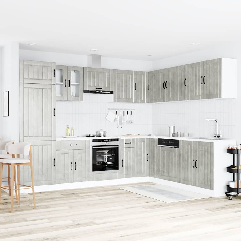 Set Mobili da Cucina 14 pz Lucca Grigio Cemento in Truciolato - homemem39