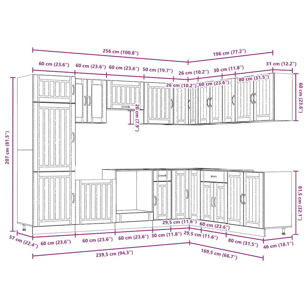 Set Mobili da Cucina 14 pz Lucca Grigio Cemento in Truciolato | homemem39