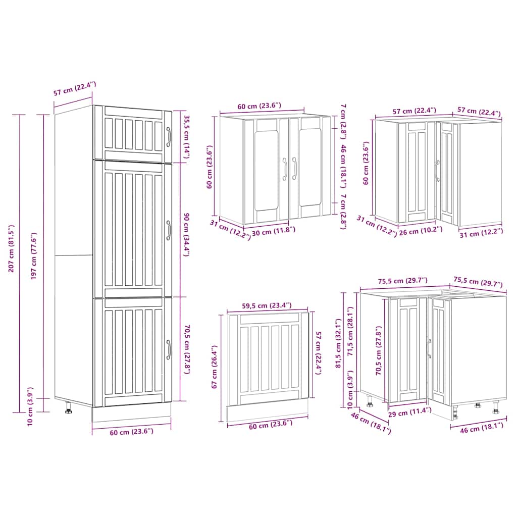 Set Mobili da Cucina 14 pz Lucca Grigio Cemento in Truciolato | homemem39