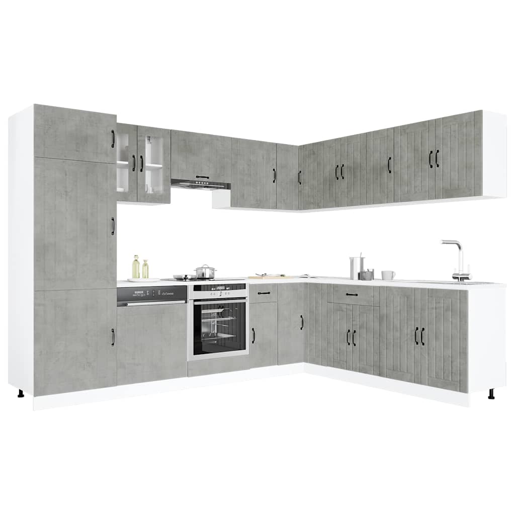 Set Mobili da Cucina 14 pz Lucca Grigio Cemento in Truciolato | homemem39