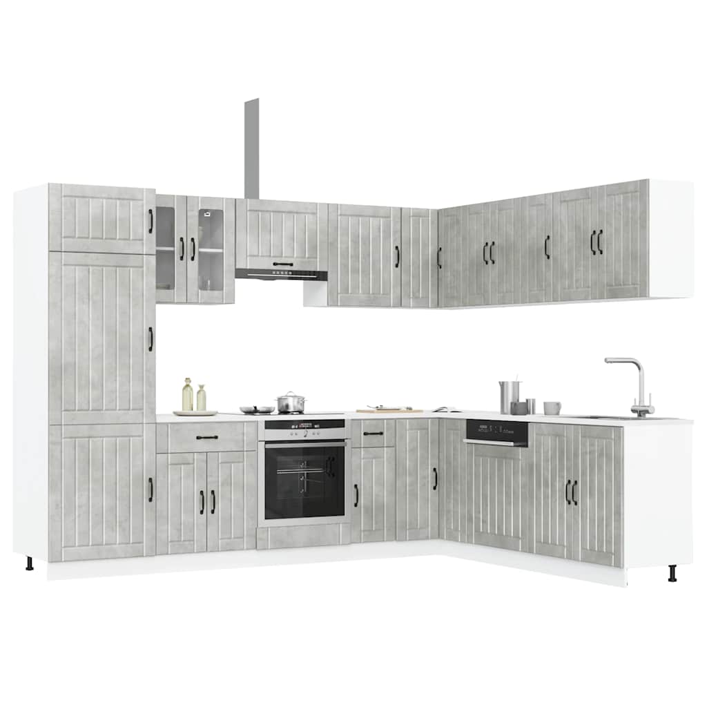 Set Mobili da Cucina 14 pz Lucca Grigio Cemento in Truciolato - homemem39