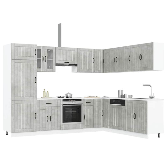 Set Mobili da Cucina 14 pz Lucca Grigio Cemento in Truciolato - homemem39