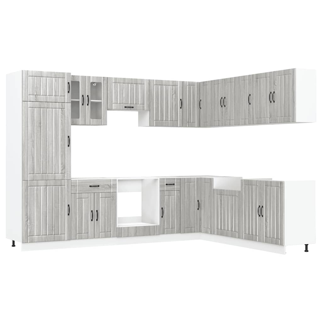 Set Mobili da Cucina 14 pz Lucca Grigio Sonoma in Truciolato - homemem39