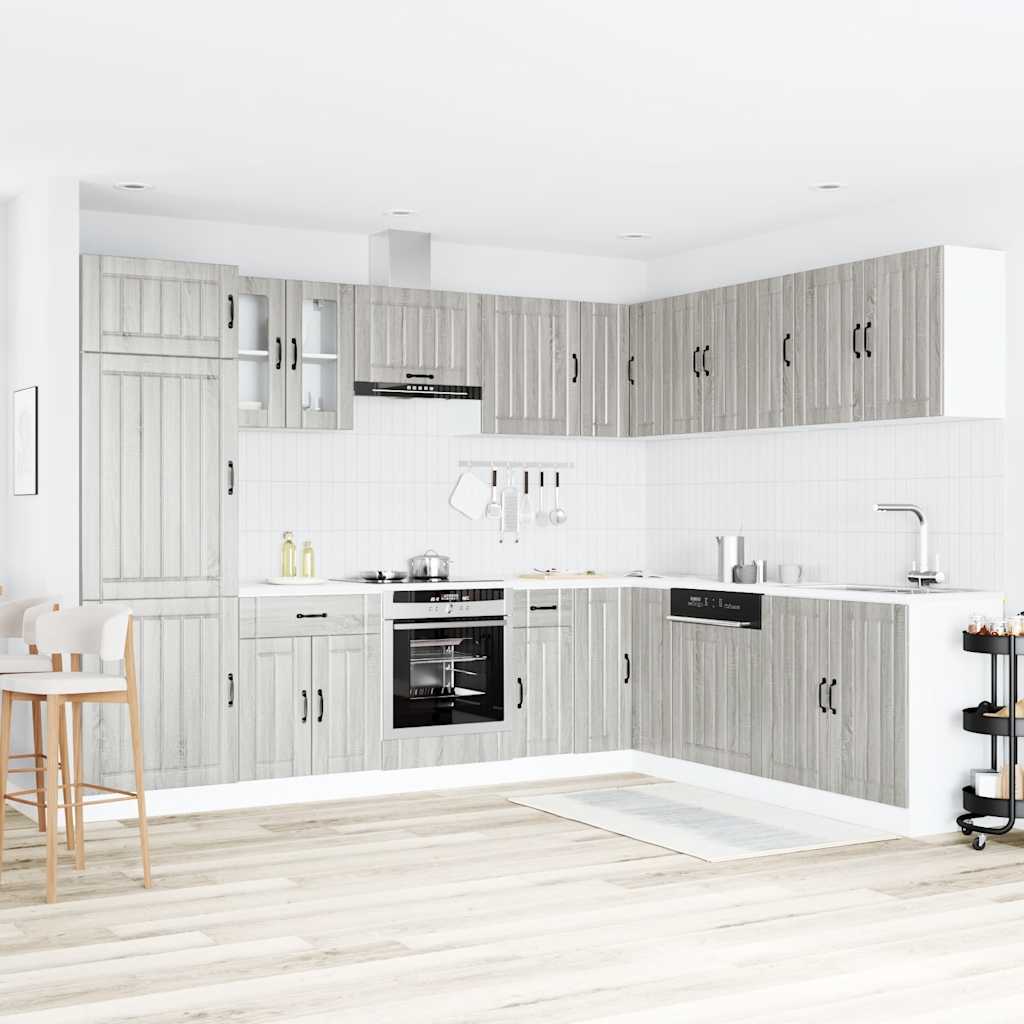 Set Mobili da Cucina 14 pz Lucca Grigio Sonoma in Truciolato - homemem39
