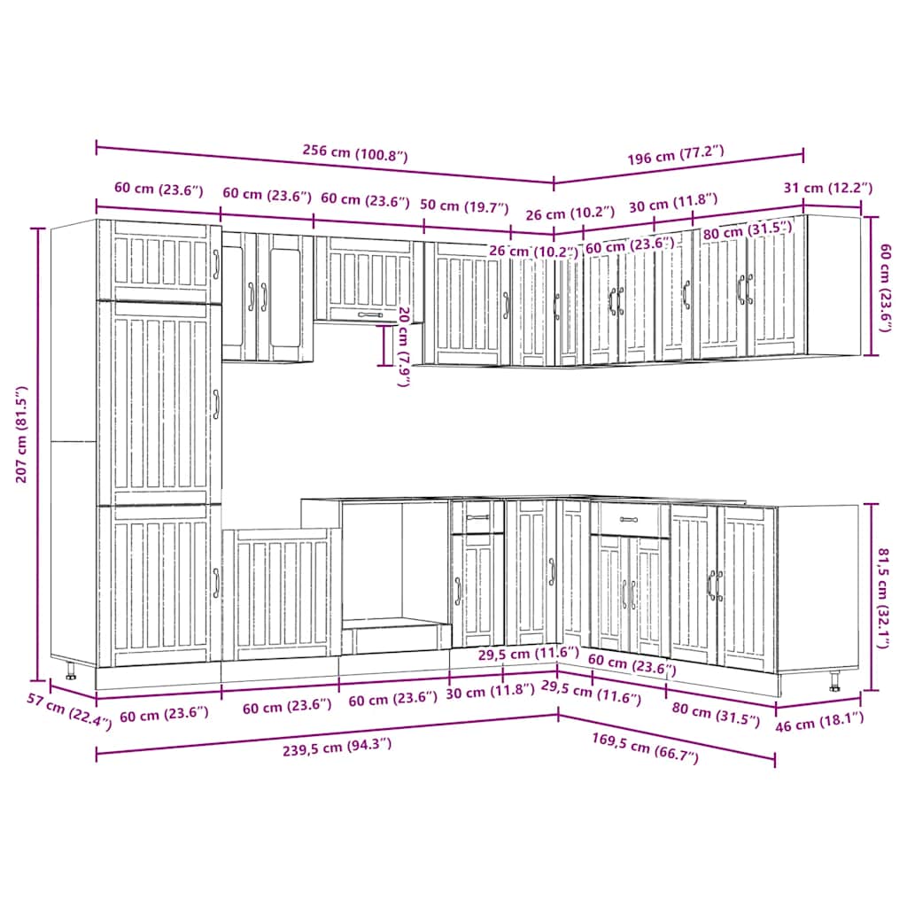 Set Mobili da Cucina 14 pz Lucca Grigio Sonoma in Truciolato | homemem39