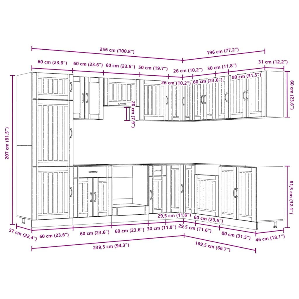 Set Mobili da Cucina 14 pz Lucca Grigio Sonoma in Truciolato - homemem39