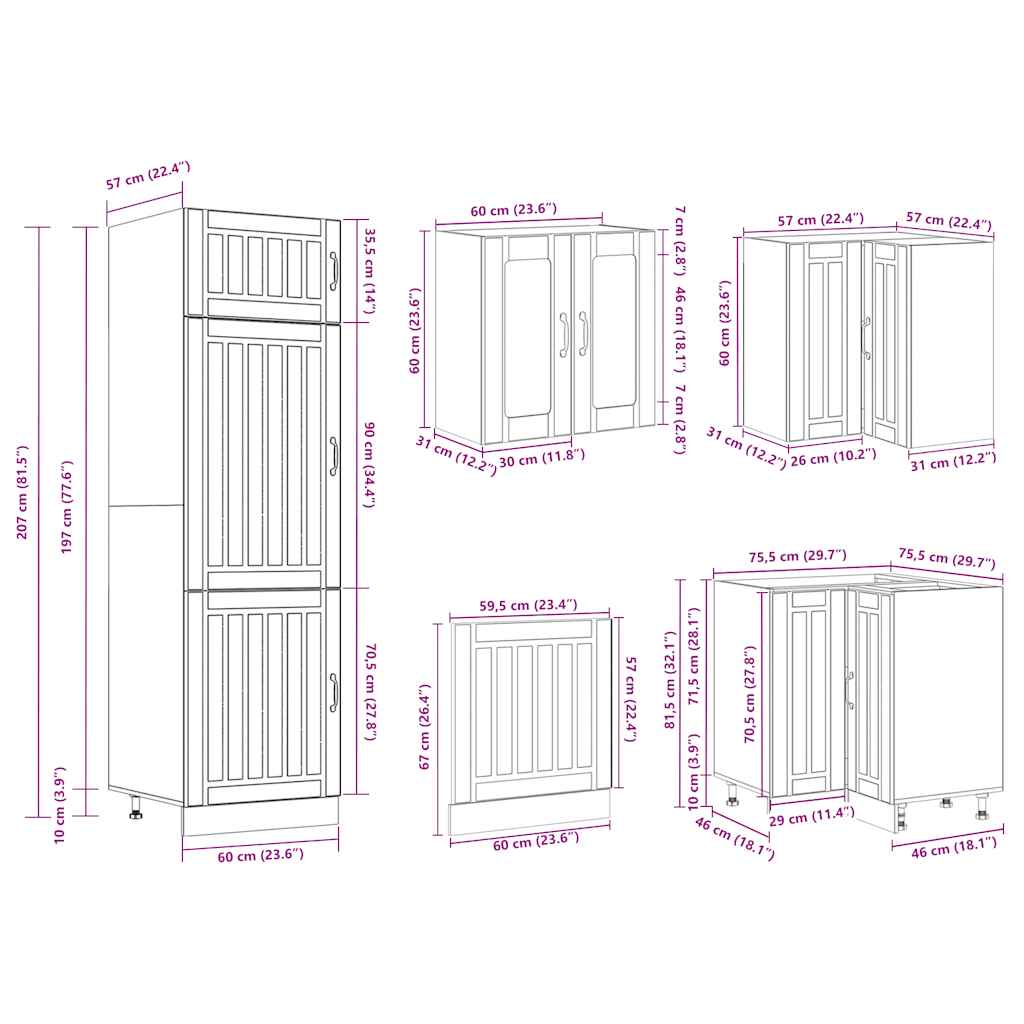Set Mobili da Cucina 14 pz Lucca Grigio Sonoma in Truciolato - homemem39