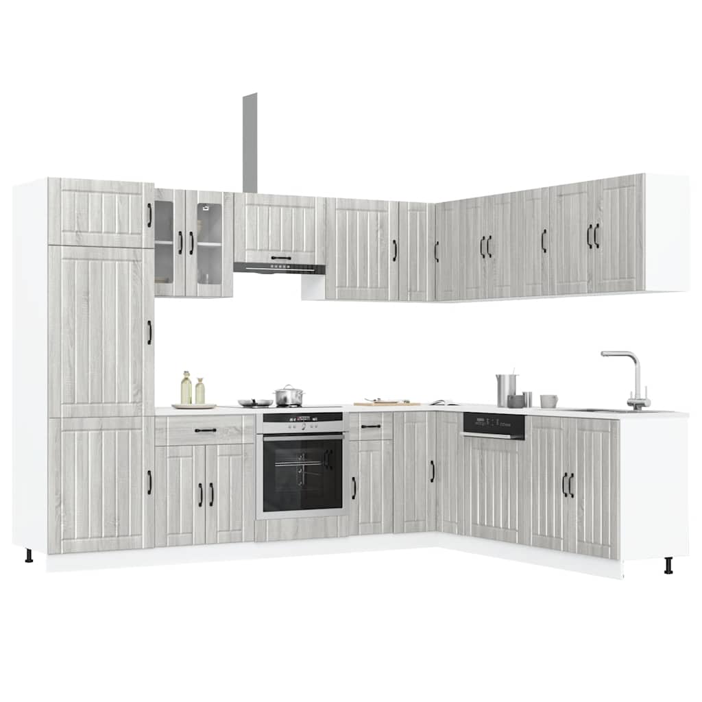 Set Mobili da Cucina 14 pz Lucca Grigio Sonoma in Truciolato - homemem39