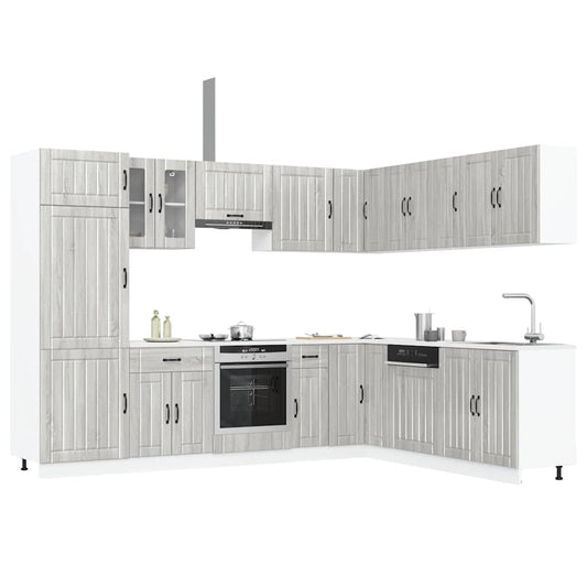 Set Mobili da Cucina 14 pz Lucca Grigio Sonoma in Truciolato - homemem39