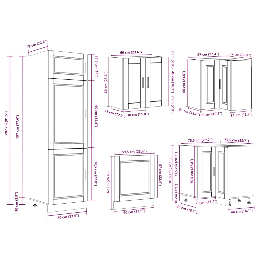 Set Mobili da Cucina 14 pz Porto Neri Legno Multistrato - homemem39
