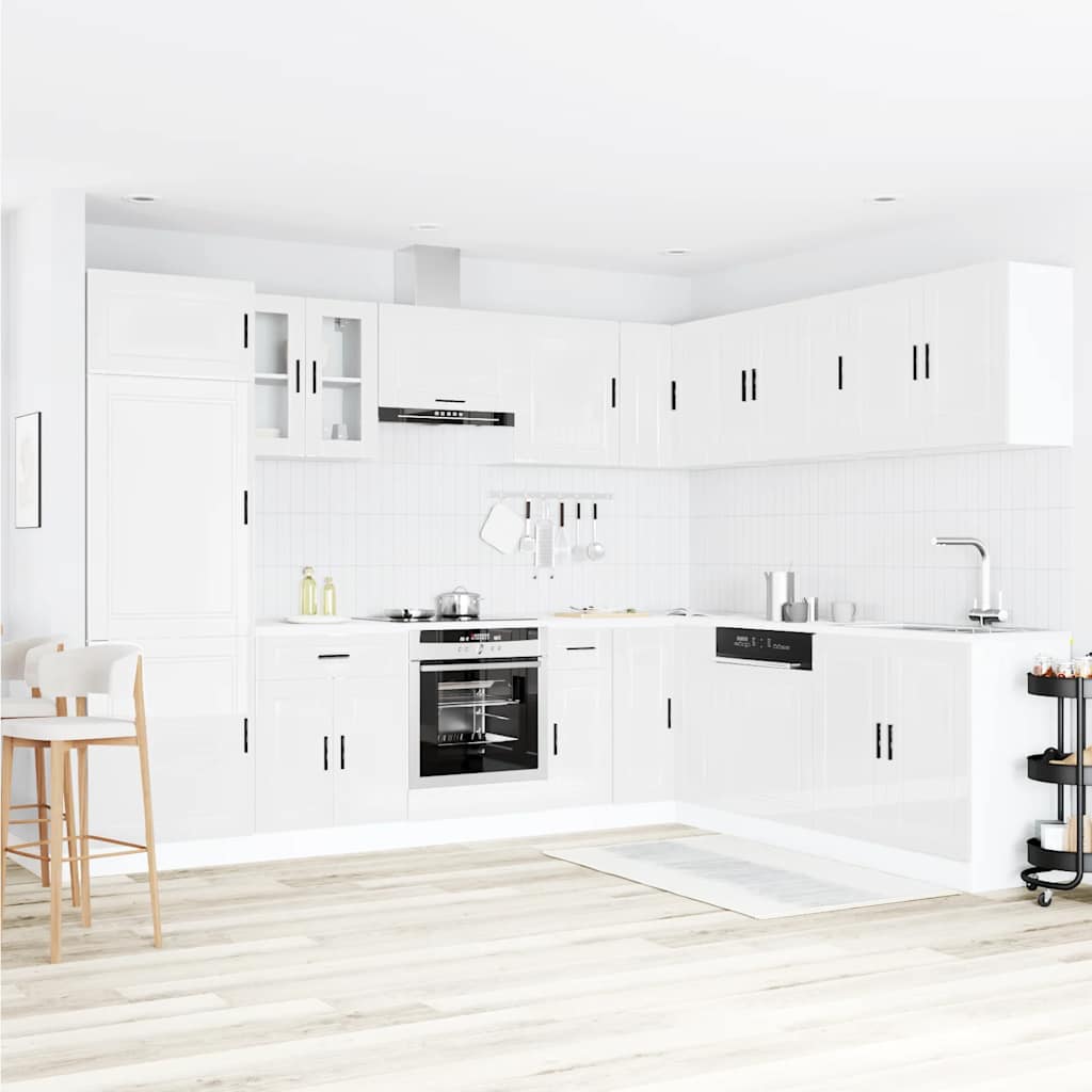 Set Mobili da Cucina 14 pz Porto Bianchi Lucido in Truciolato - homemem39