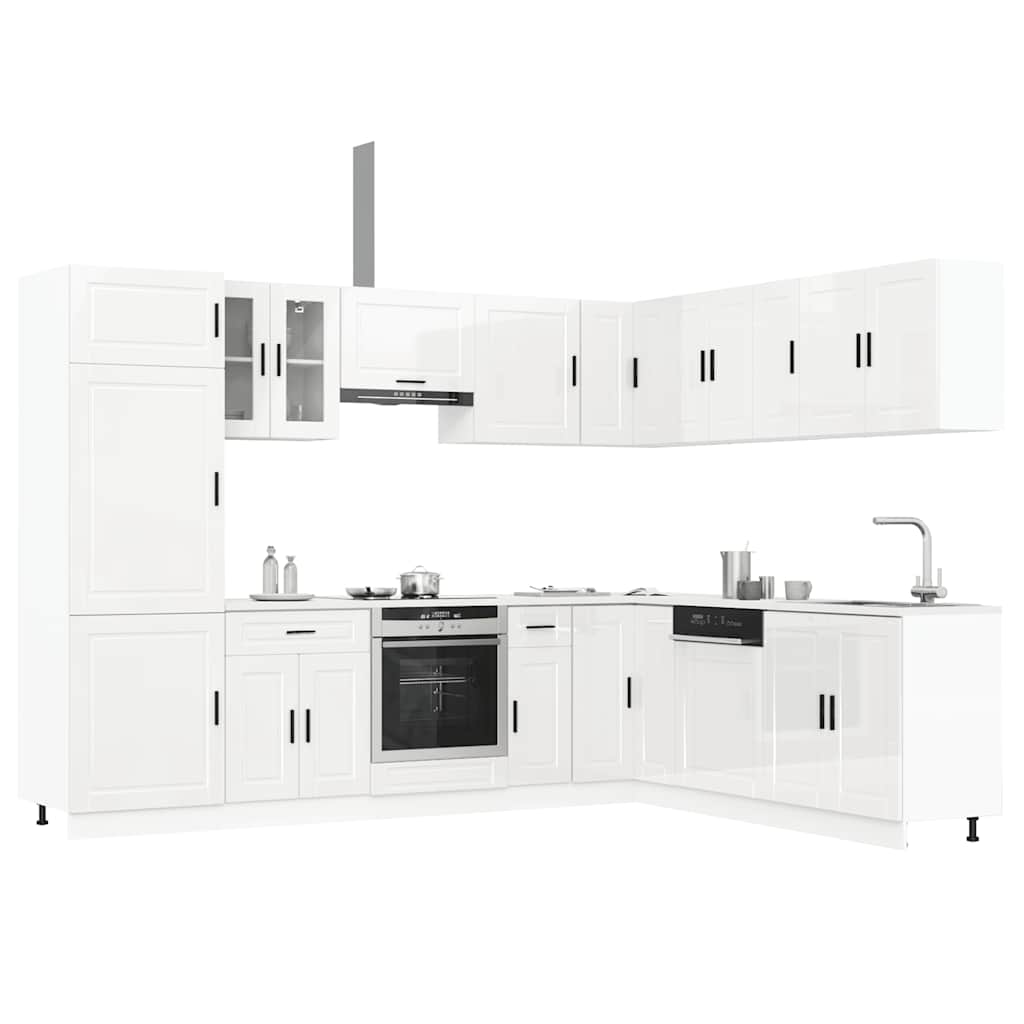Set Mobili da Cucina 14 pz Porto Bianchi Lucido in Truciolato - homemem39