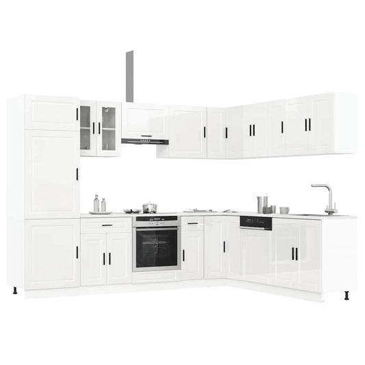 Set Mobili da Cucina 14 pz Porto Bianchi Lucido in Truciolato - homemem39