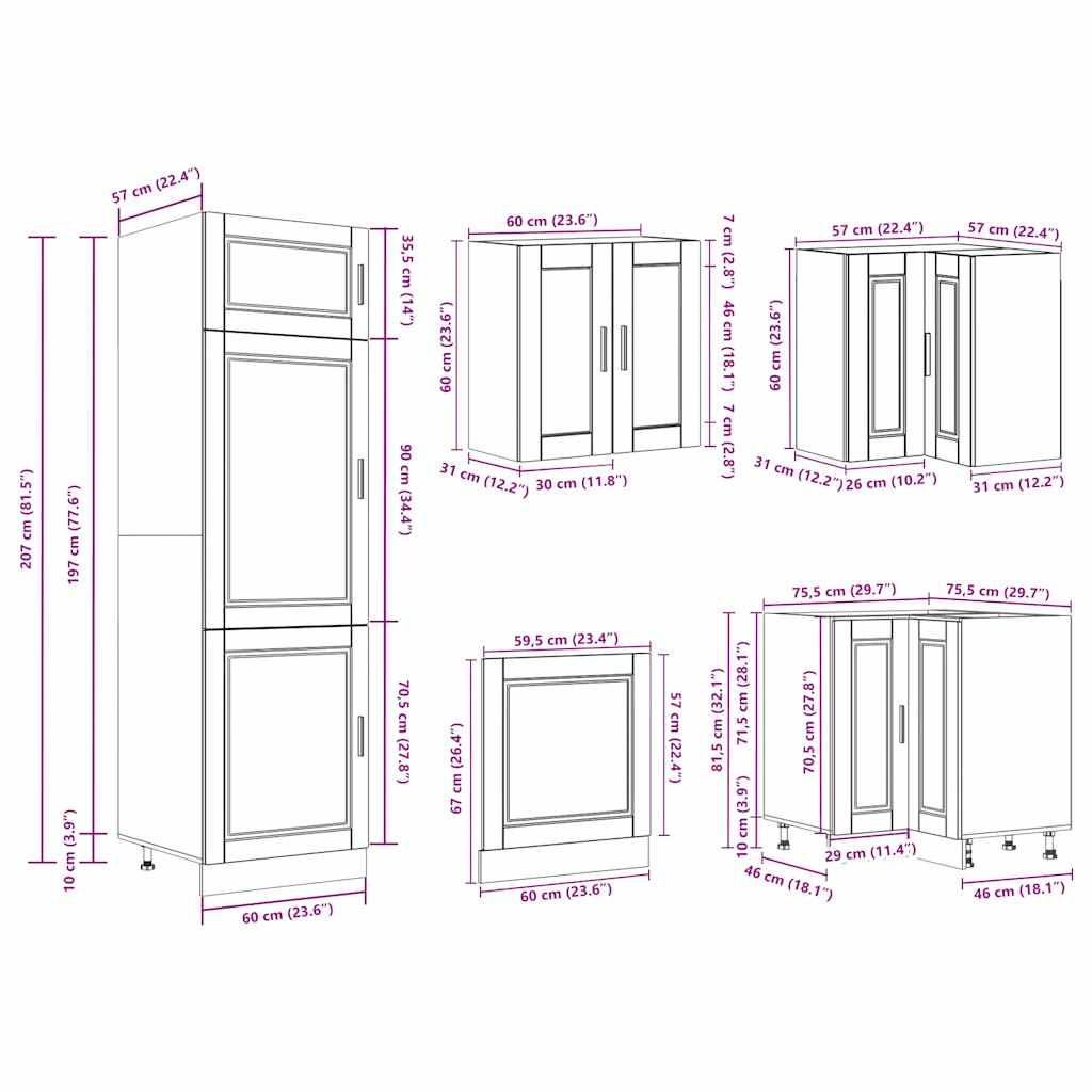 Set Mobili da Cucina 14 pz Porto Rovere Sonoma in Truciolato - homemem39