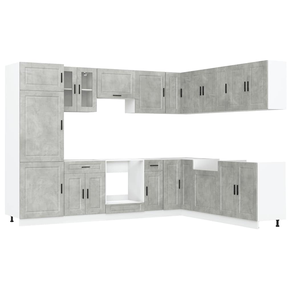 Set Mobili da Cucina 14 pz Porto Grigio Cemento in Truciolato - homemem39