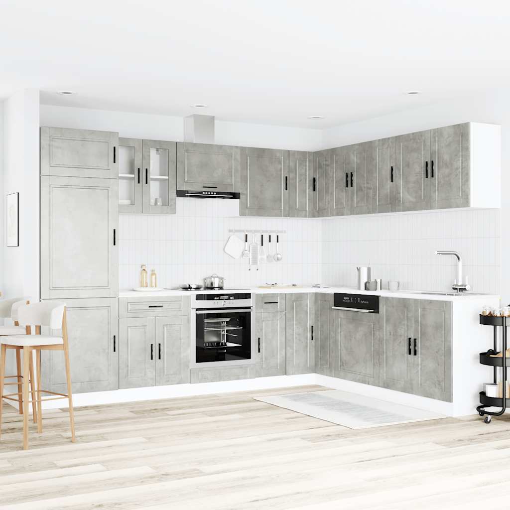 Set Mobili da Cucina 14 pz Porto Grigio Cemento in Truciolato - homemem39