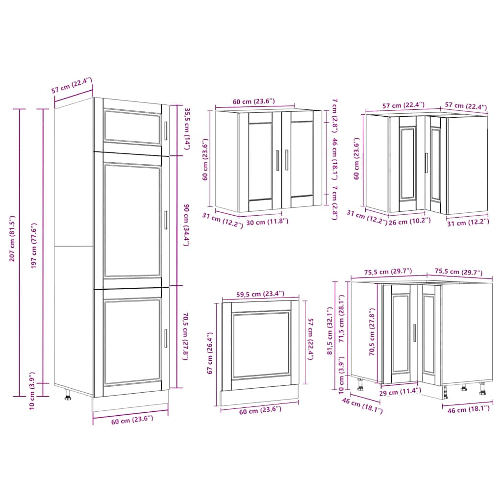 Set Mobili da Cucina 14 pz Porto Grigio Cemento in Truciolato | homemem39