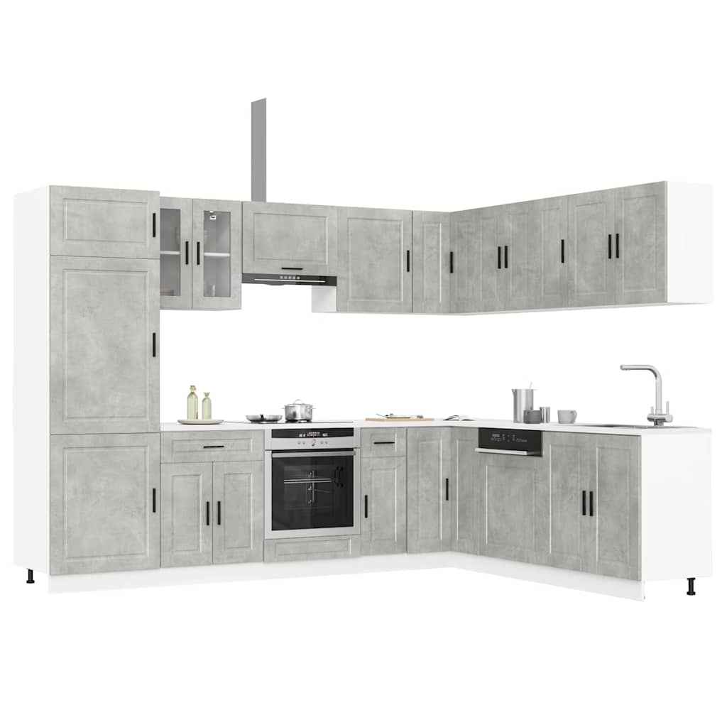 Set Mobili da Cucina 14 pz Porto Grigio Cemento in Truciolato - homemem39