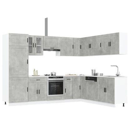 Set Mobili da Cucina 14 pz Porto Grigio Cemento in Truciolato - homemem39