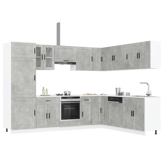 Set Mobili da Cucina 14 pz Porto Grigio Cemento in Truciolato - homemem39