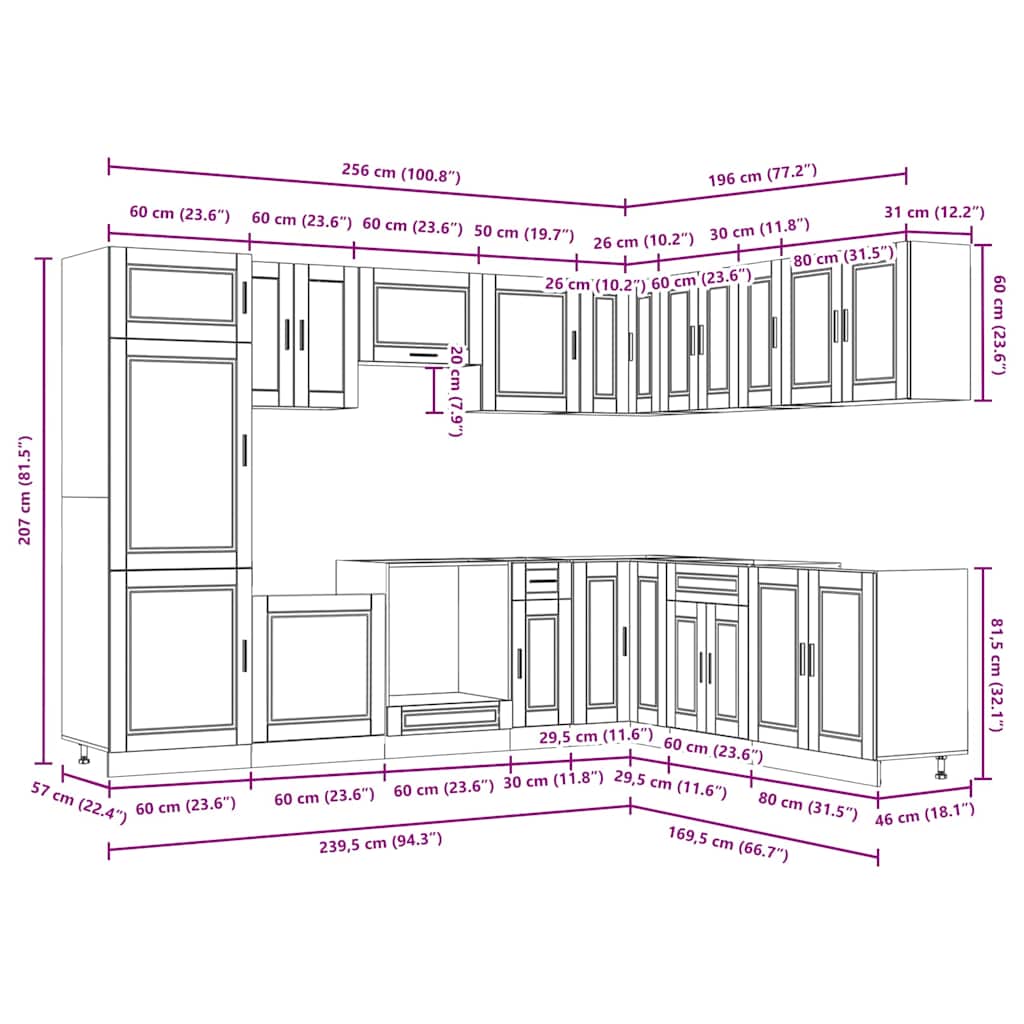 Set Mobili da Cucina 14 pz Porto Legno Antico in Truciolato | homemem39