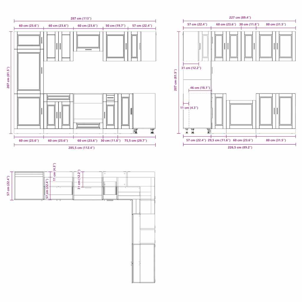 Set Mobili da Cucina 14 pz Porto Legno Antico in Truciolato - homemem39