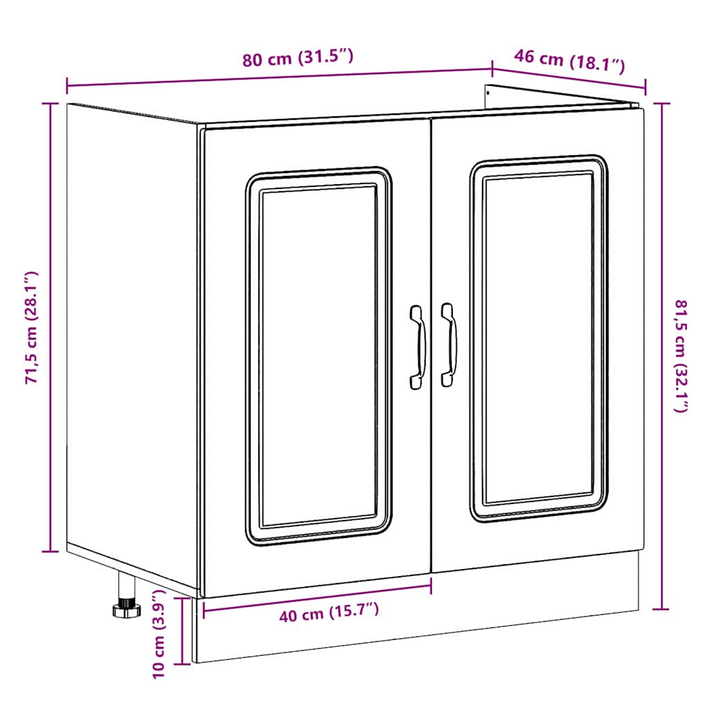 Mobile da cucina con porta Kalmar Bianco 80 x 46 x 81,5 cm | homemem39